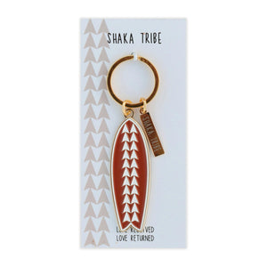 Shaka Tribe "Surfboard" Keychain/Key Fob - Red.