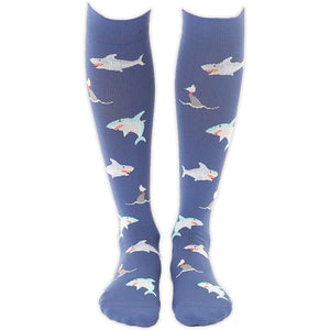  Blue Shark Print Unisex Compression Socks - The Hawaii Store