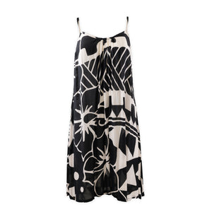 Short-Hawaiian-Hibiscus-Print-Dress--Black