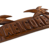 Sign Coco Tree Welcome Hardwood Hand Carved 16'' - The Hawaii Store