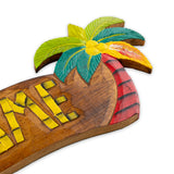 Hand Painted Wooden "Welcome" with Coconut Palms Sign showing painted coconut palm