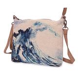 Cott n Curls Canvas "Great Wave" Crossbody Sling Bag 