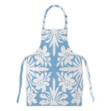 SoHa Living  Cotton Quilted Pattern Apron- Soft Blue with White Hibiscus Pattern