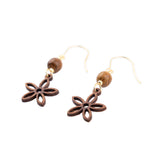 Soleil-Hawaii-Black-Walnut-Wood-Flower-Earrings