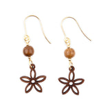 Soleil-Hawaii-Black-Walnut-Wood-Flower-Earrings