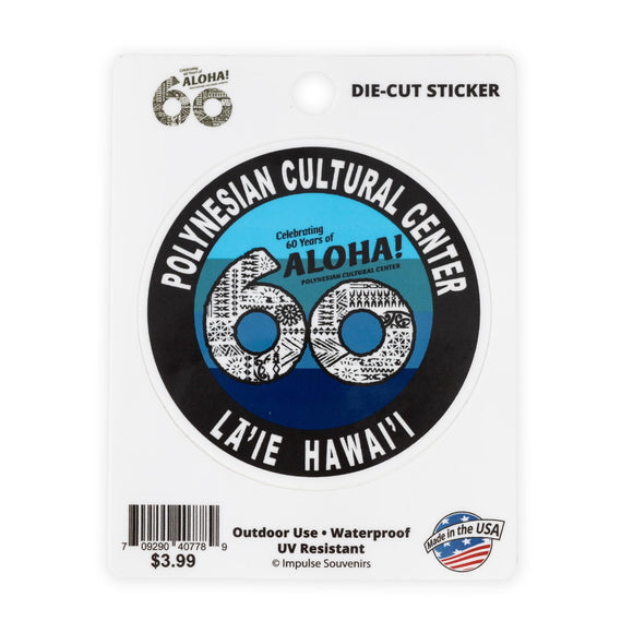 Polynesian Cultural Center 60th Anniversary Blue Vinyl Sticker 