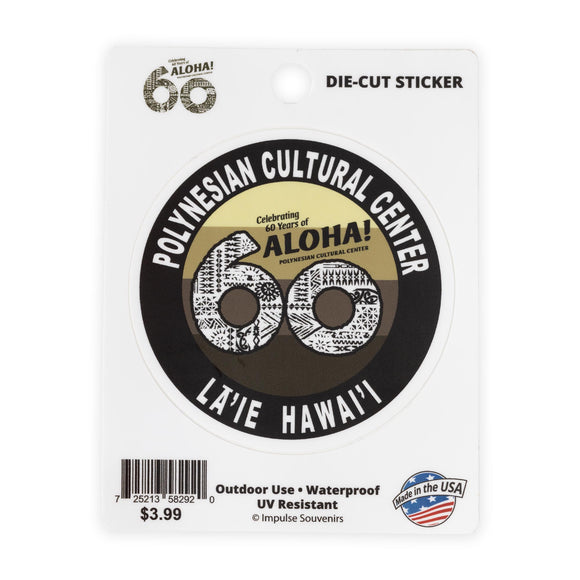 Polynesian Cultural Center 60th Anniversary Tan Vinyl Sticker - The Hawaii Store