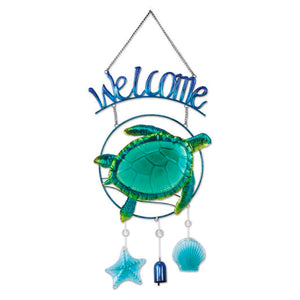 Sunset Vista Metal and Glass Turtle Welcome Sign - The Hawaii Store