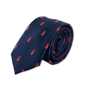 Pineapple Palaka "Pineapple Line" Slim Neck Tie- Blue & Pink