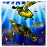 "Turtle Town" Ceramic Tile by Michael Stark-  4.25 x 4.25''