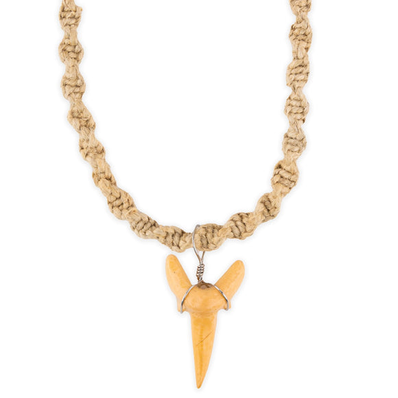 Fossil Shark Tooth and Twisted Hemp Necklace