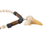 North African Sand Shark's Tooth Twisted Hemp & Coco Bead Necklace