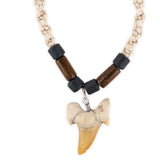 North African Sand Shark's Tooth Twisted Hemp & Coco Bead Necklace