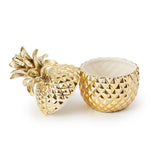 Two's Company Gold Pineapple Hospitality Jar open to show storage space.