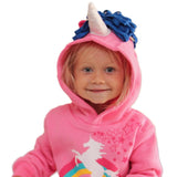 Doodle Pants Kid's Rainbow Unicorn Hoodie with 3-D Hood- Pink
