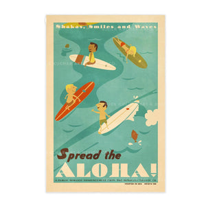 "Spread Aloha" Travel Poster by Nick Kuchar Makai- 12" x 18"