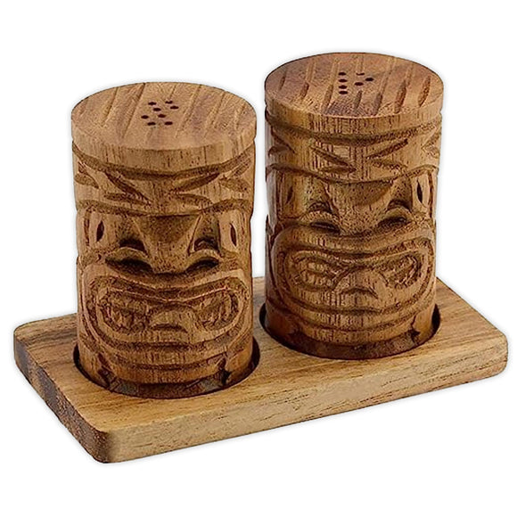 Wooden Tiki Salt & Pepper Shakers