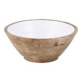 47th & Main Wooden Bowl with White Enamel