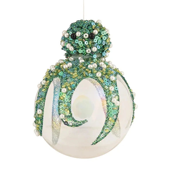 Green Shimmer Octopus Christmas Ornament