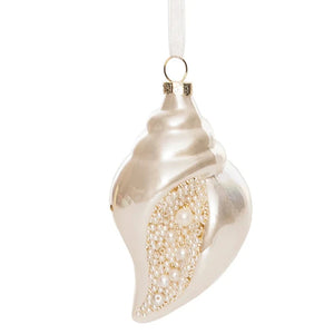 Shimmer Whelk Shell Glass Christmas Ornament