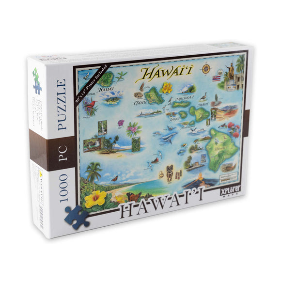Xplorer Hawai'i Map Art Puzzle, 1000 Pieces - The Hawaii Store