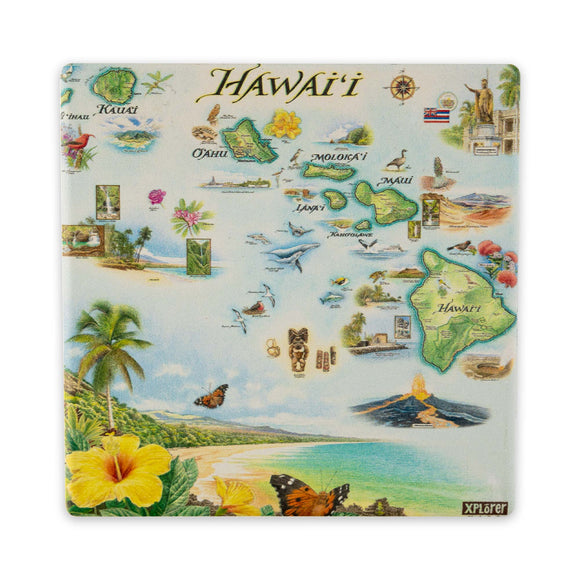Xplorer Maps Hawaii Ceramic Coaster - The Hawaii Store