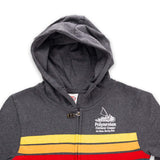 Custom Polynesian Cultural Center Logo Youth Full Zip Hoodie- Charcoal with Color Stripes