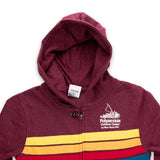 Custom Polynesian Cultural Center Logo Youth Full Zip Hoodie- Maroon with Color Stripes