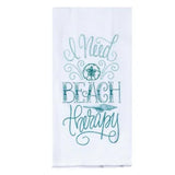 Flour Sack Towel Beach Therapy Embroidered - The Hawaii Store