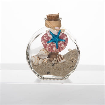 Round Glass Bottle Shell/Blue Sea Star - The Hawaii Store