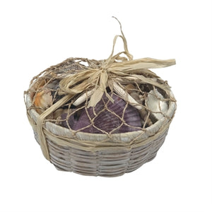 White Round Shell Basket - The Hawaii Store