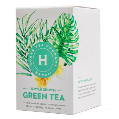 Hobbs Tea Company Hawaii Grown Green Tea, 10-Piece Box