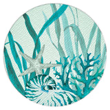 "Coral Life" tempered glass lazy susan- 13"