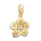 14K Gold Plumeria Pendant with Diamond or Cubic Zirconia