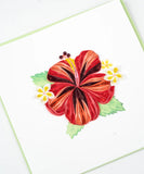 Quillingcard Quilled Hibiscus Greeting Card- 6"x6" with Envelope