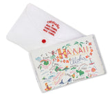 Catstudio Screen-printed Cotton "Hawaii" Dish Towel with organdy re-usable pouch.