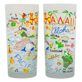 2 Catstudio "Hawaii" Glass Tumblers-shown side by side