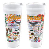 Two Catstudio Hawaiian Isles White Tumblers shown side by side.