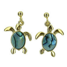 Small Ariki Gold Paua Sea Turtle Earrings