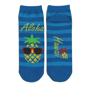 Pineapple with Sunglasses Blue Ankle Socks