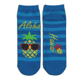 Pineapple with Sunglasses Blue Ankle Socks