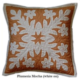 Hand-Sewn Island-Inspired Quilted Pillow Slip- Plumeria Mocha
