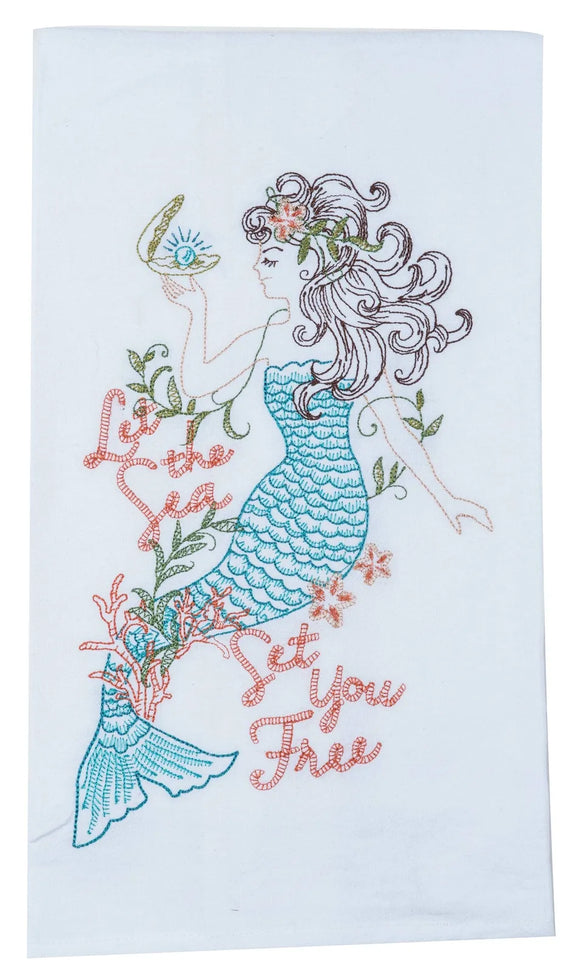 Flour Sack Mermaid Embroidered - The Hawaii Store