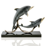 "Sailors Delight" Double Dolphins Hand-painted Brass Sculpture