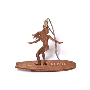 Surfer Girl Wood Ornament