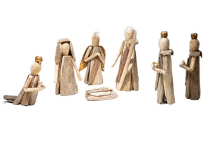 7-Figure Handmade Driftwood Nativity Set