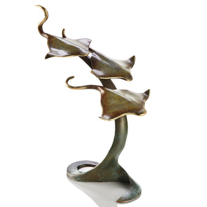  "Triple Stingrays" Brass Sculpture by San Pacific International 