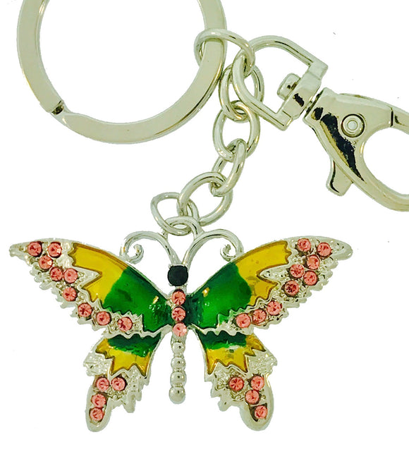 Green Crystal Butterfly Key Chain with Clasps