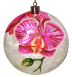 Kubla Crafts Pink Orchid Capiz Shell Pin Orchid Christmas ornament - Polynesian Cultural Center 