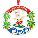 ”Surf Santa” Metal Ornament 